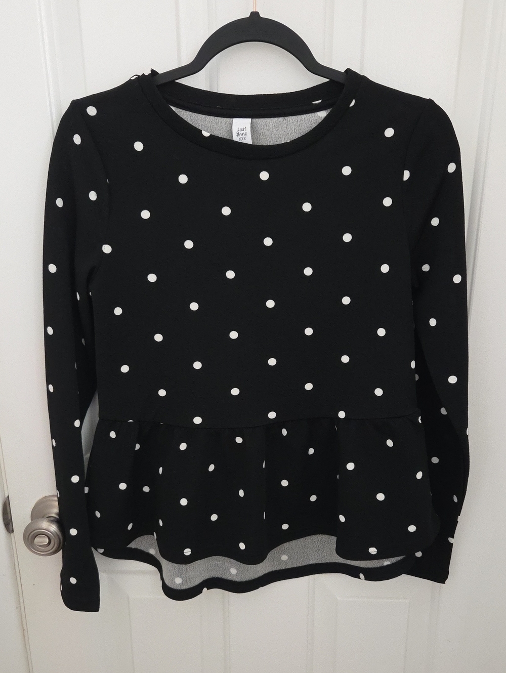 Just Anna XXX Women’s Black Polka Dot Peplum Top Size small